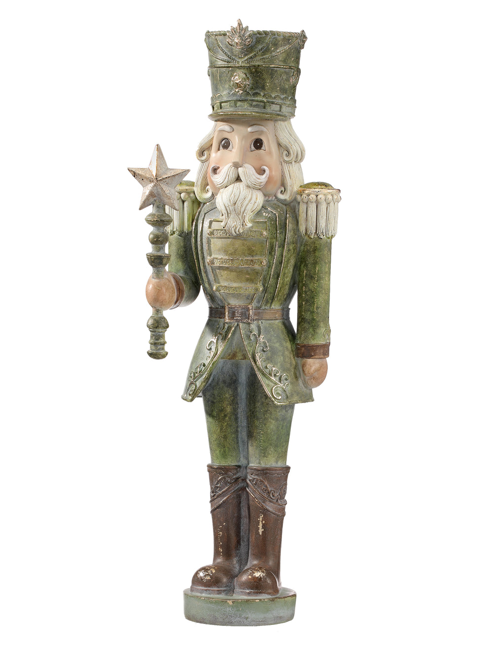 Casse-noisette décoratif antique – Vert et or – 24 po