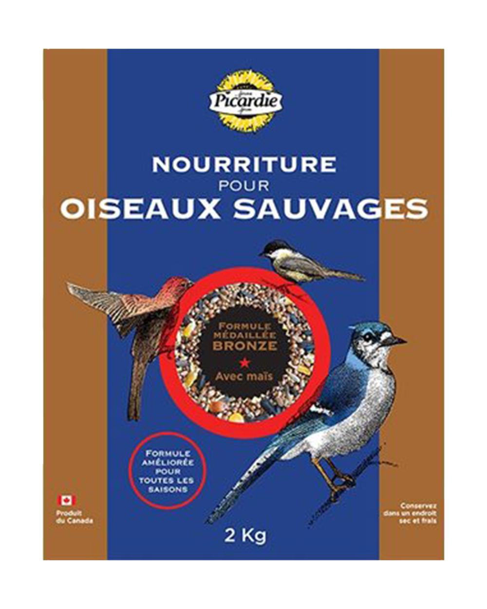 Mélange Econo pour oiseaux sauvages Picardie – 2 kg — photo sur fond blanc