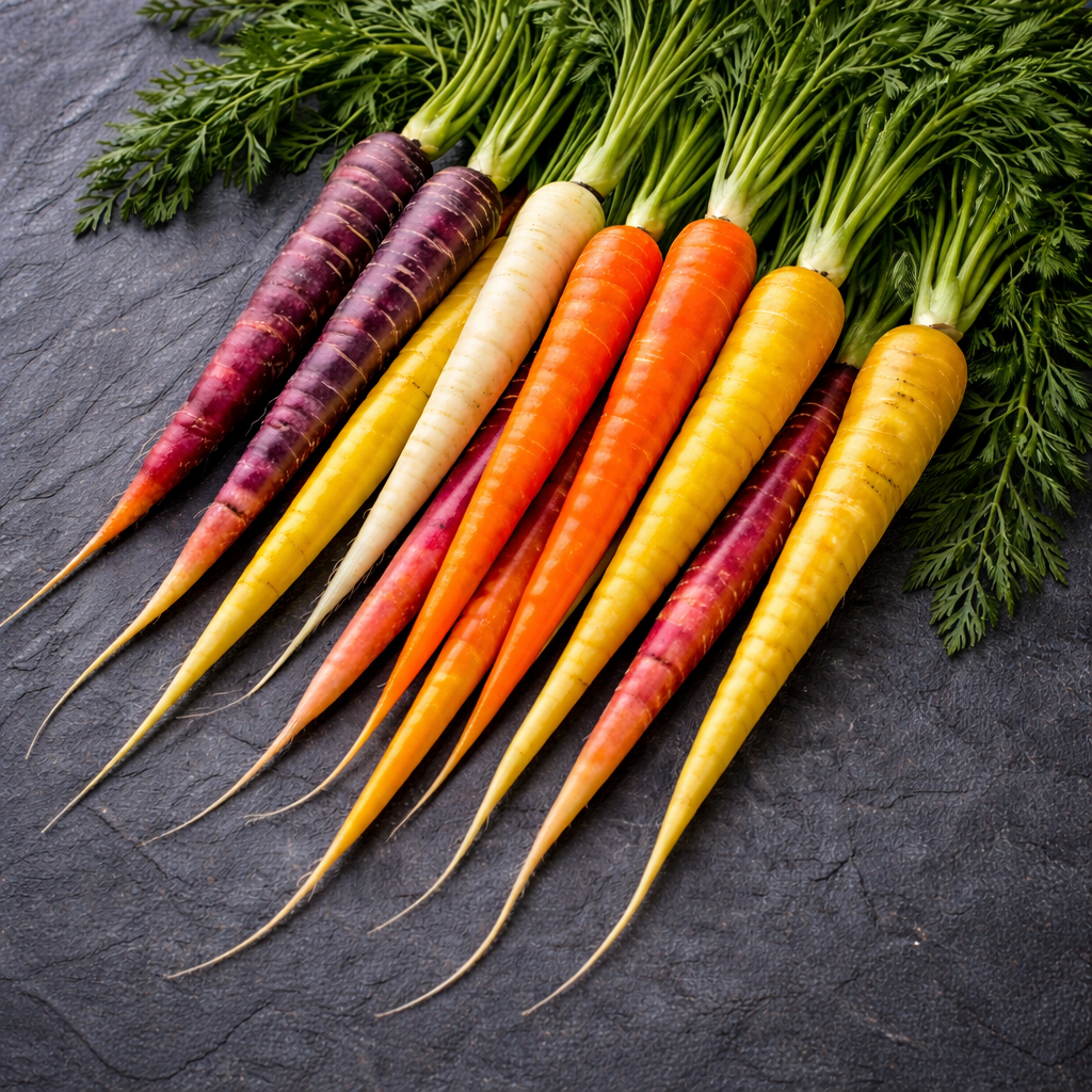 Mélange de carottes de couleurs sur ruban