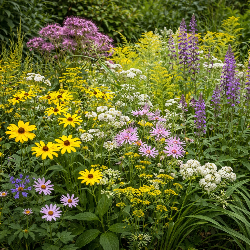 Mélange de fleurs sauvages adapté à la mi-ombre.