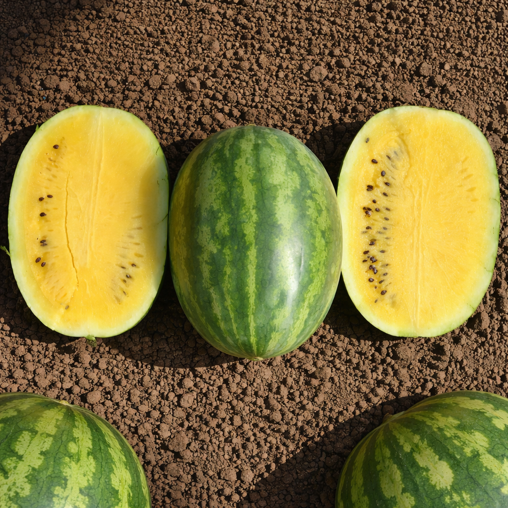 Melon d’eau ‘Lemon Krush’ jaune F1 (<em>Citrullus lanatus</em>)