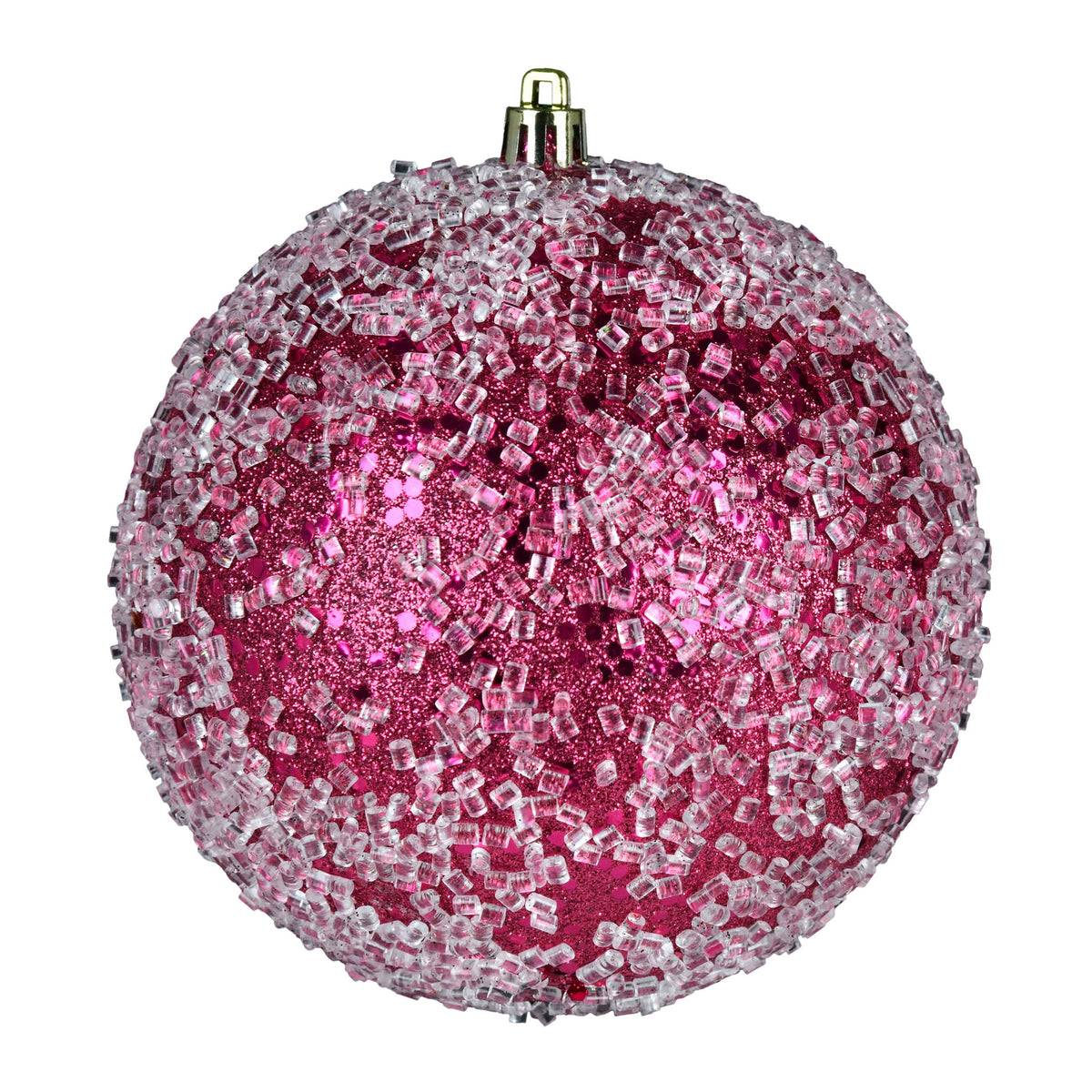 Boule de Noël à texture grêlée et pailletée — rouge baie