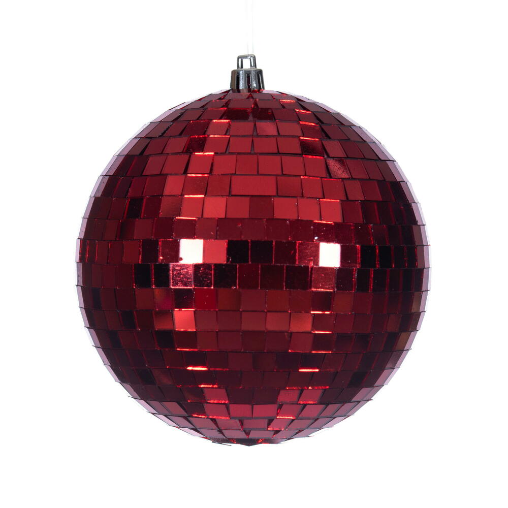 Boule Miroir  Rouge  4.75"  Bte/4
