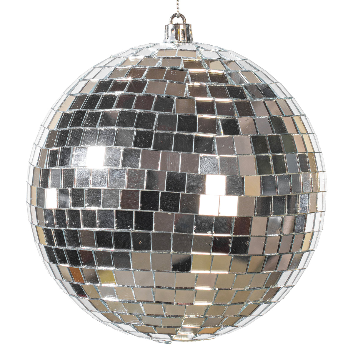 Boule de Noël argent — effet miroir