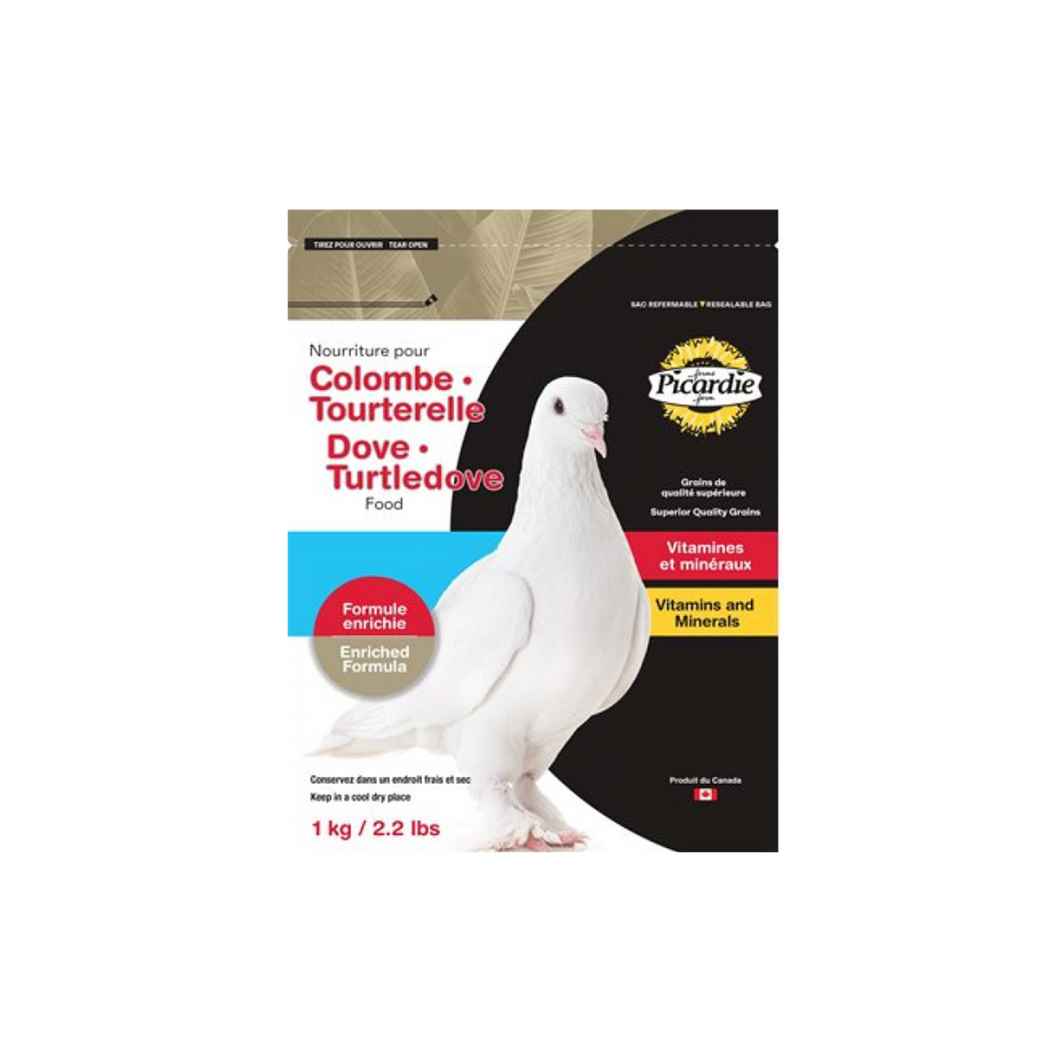 Nourriture vitaminée pour colombes et tourterelles Picardie – 1 kg