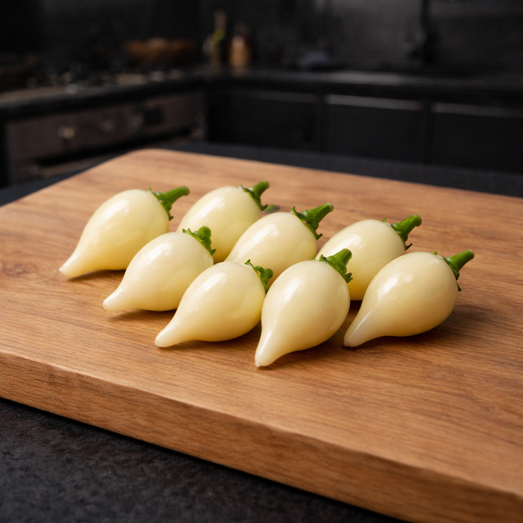 White Biquinho hot pepper (<em>Capsicum chinense</em>)