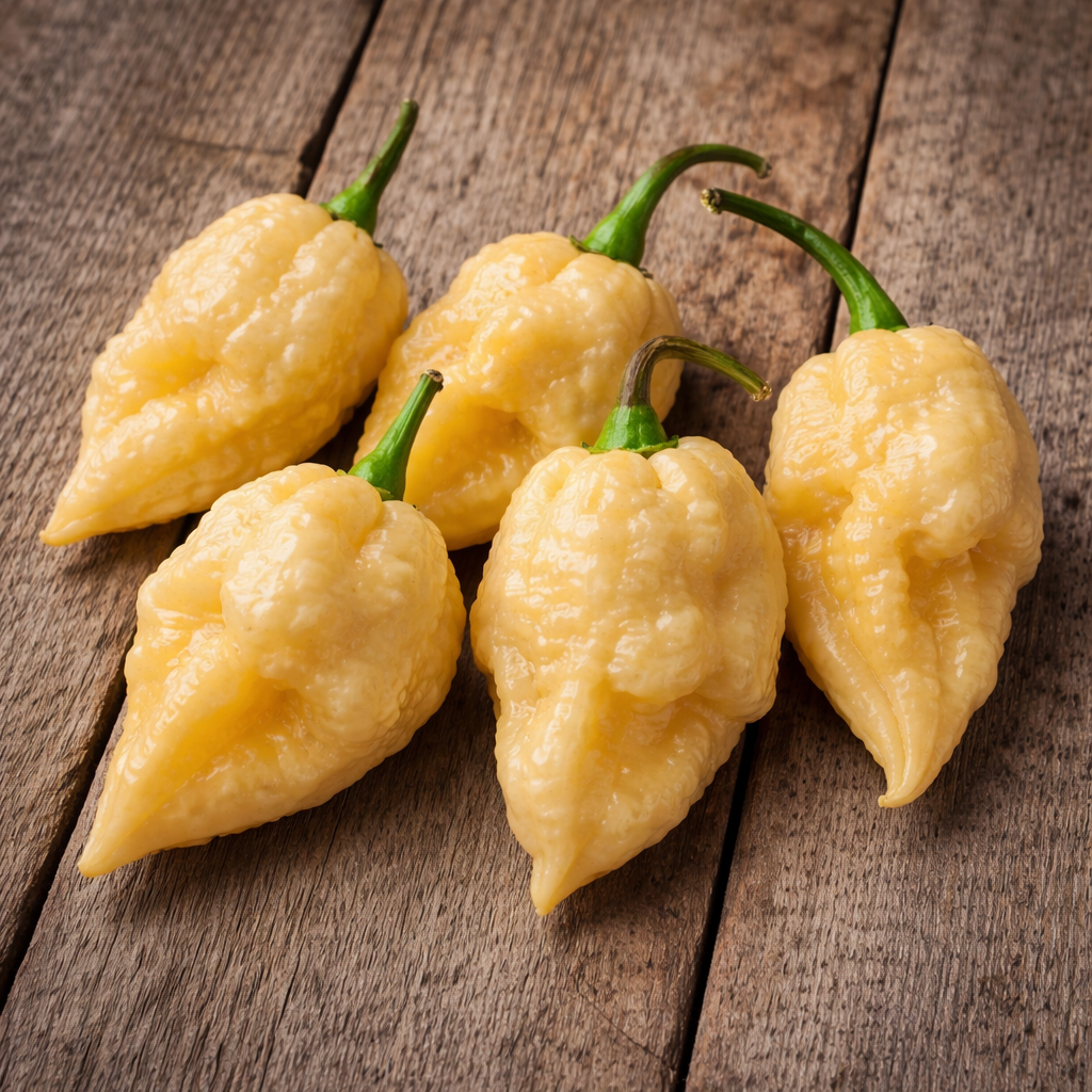 Piment ‘Carolina Reaper Crème’ bio (<em>Capsicum chinense</em>)