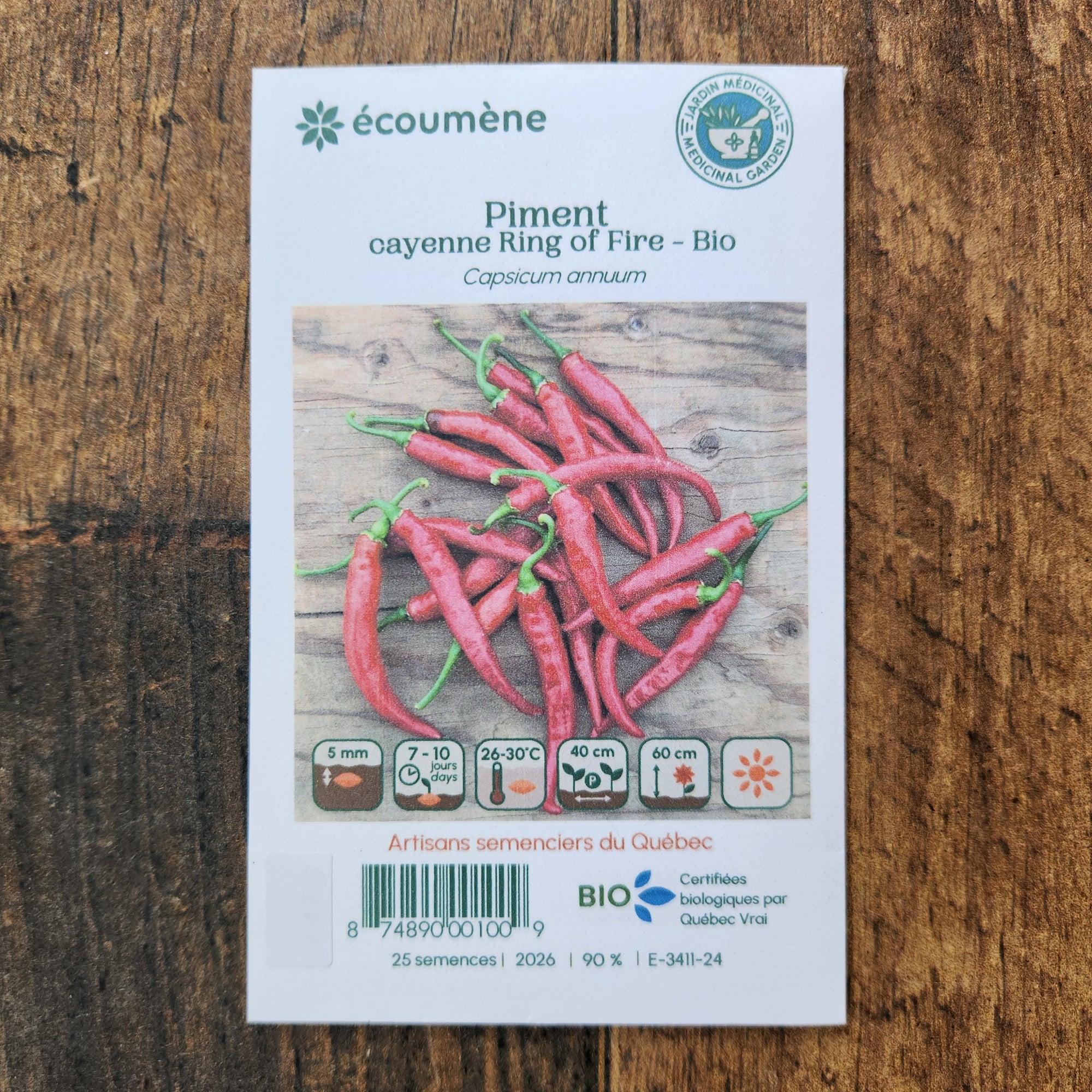 Organic 'Cayenne Ring of Fire' hot pepper
