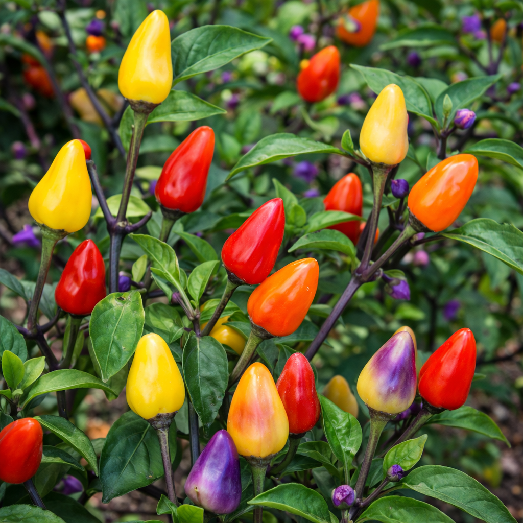 Organic 'Chinese Five Color' hot pepper