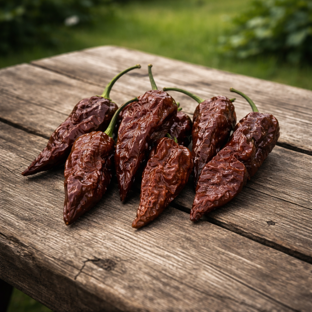 Chocolate Ghost pepper (<em>Capsicum chinense</em> ‘Bhut Jolokia Chocolate’)
