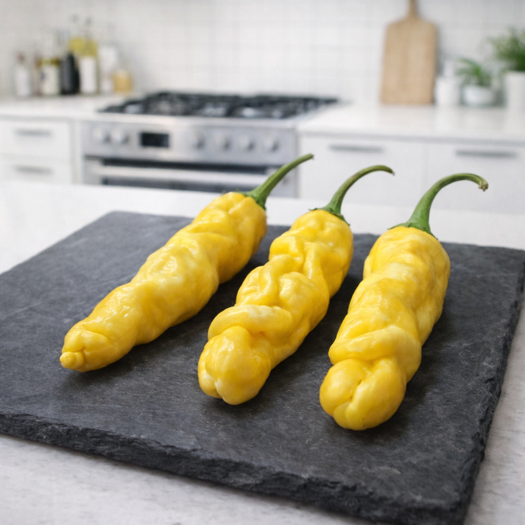 Yellow Peter hot pepper (<em>Capsicum annuum</em> ‘Yellow Peter’)