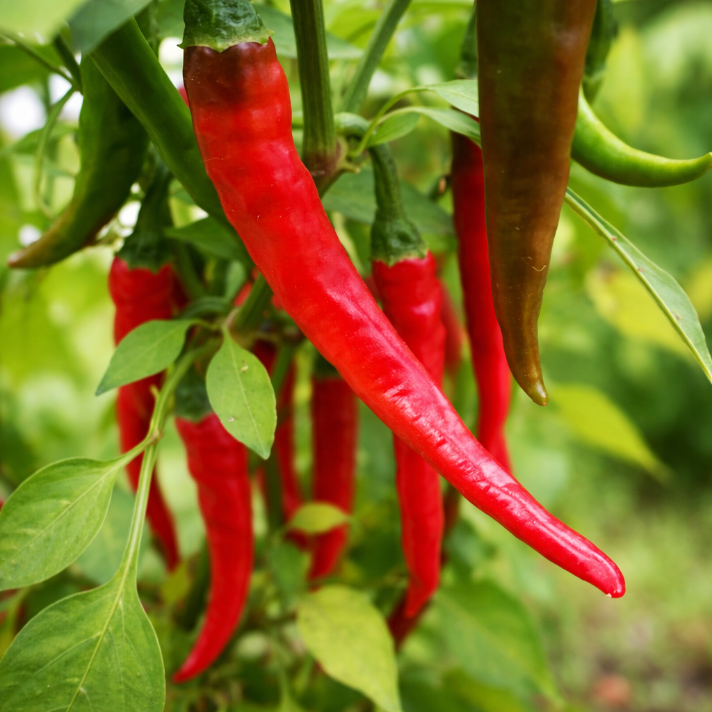 Organic long hot pepper 'Red Cayenne'