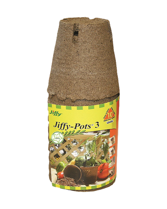 Pots ronds biodégradables 3″ - 10 unités Jiffy — photo sur fond blanc