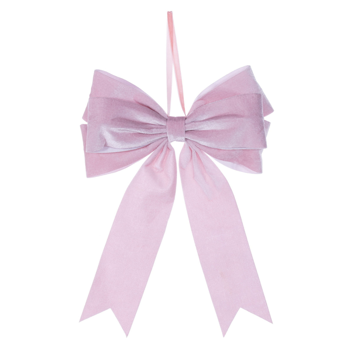 Nœud de Noël en velours à 2 pans, avec pince — rose