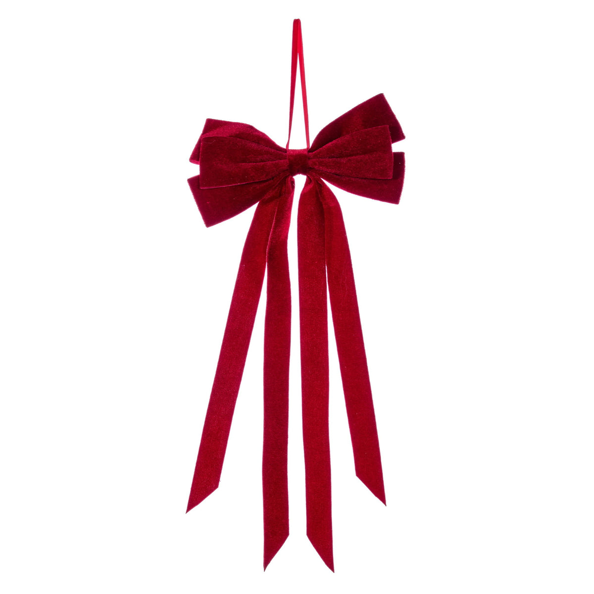 Nœud de Noël en velours à 4 pans, avec pince — rouge