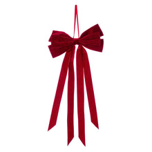 Nœud de Noël en velours à 4 pans, avec pince — rouge