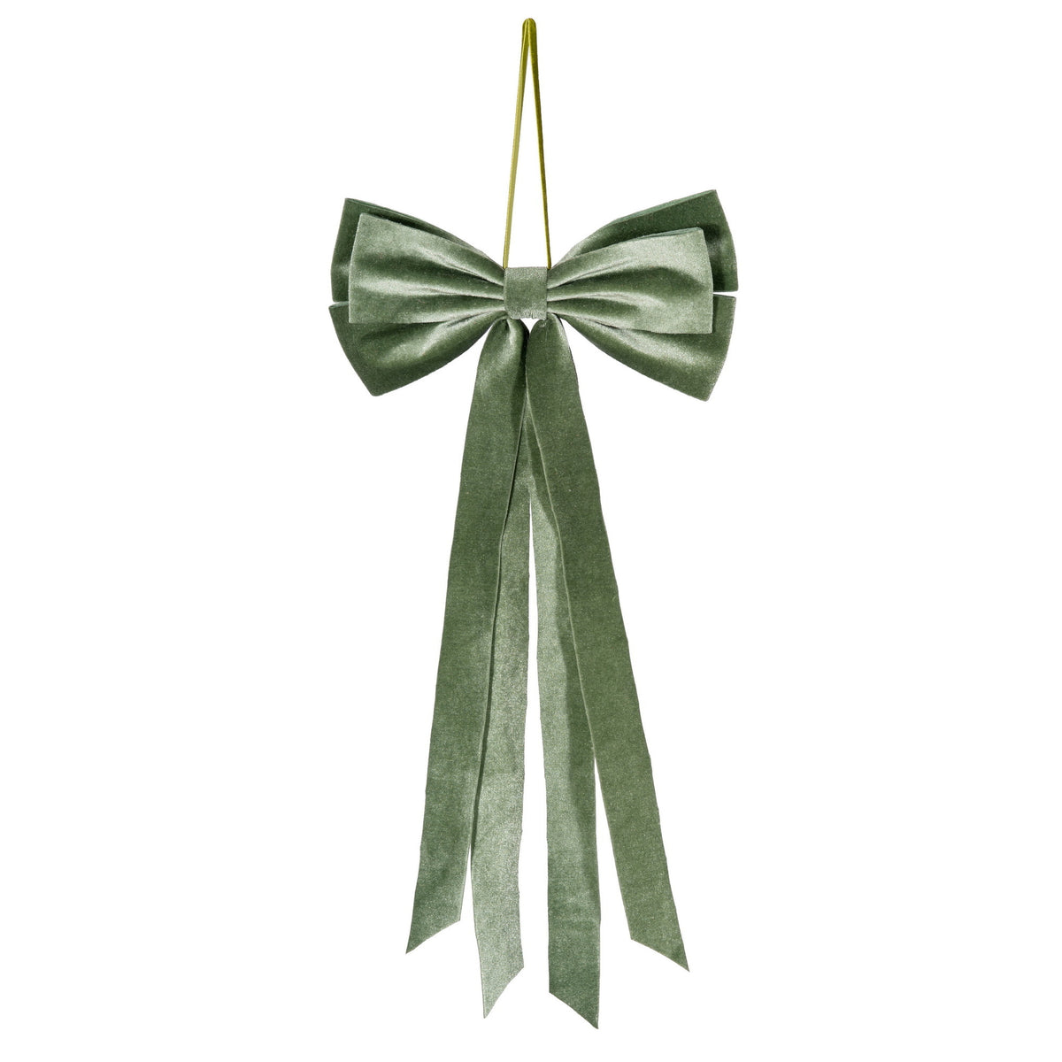 Nœud de Noël en velours à 4 pans, avec pince — vert mousse