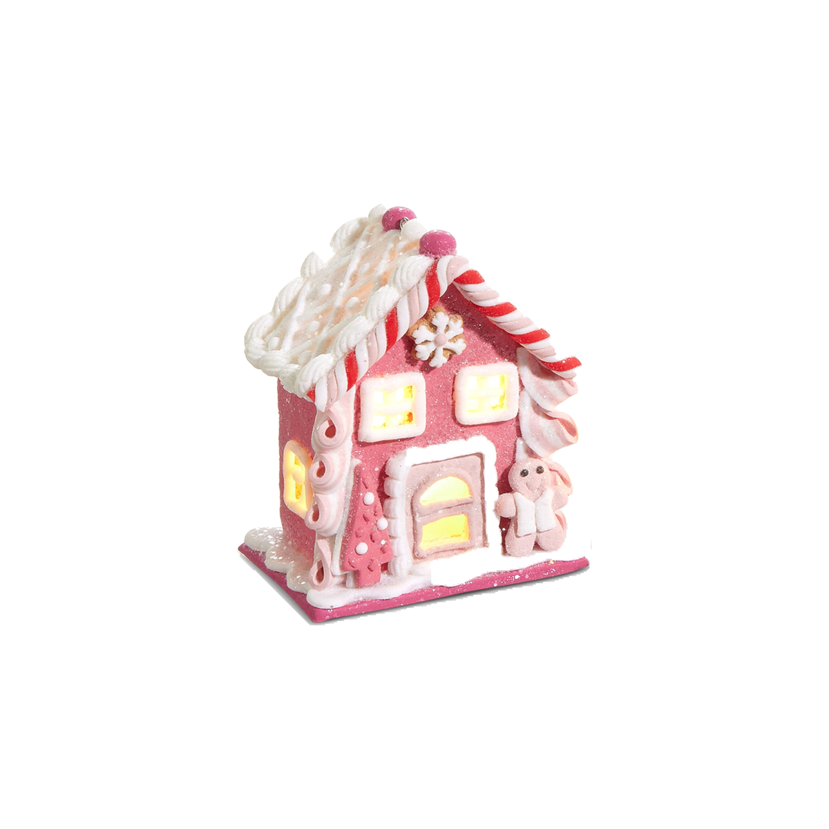 Ornement maison pain d’épices lumineuse – 4,25 po — Flocon et personnage — vue individuelle sur fond blanc