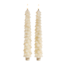Duo de bougies sapin sans flamme – 10,5 po — Ivoire — vue individuelle sur fond blanc