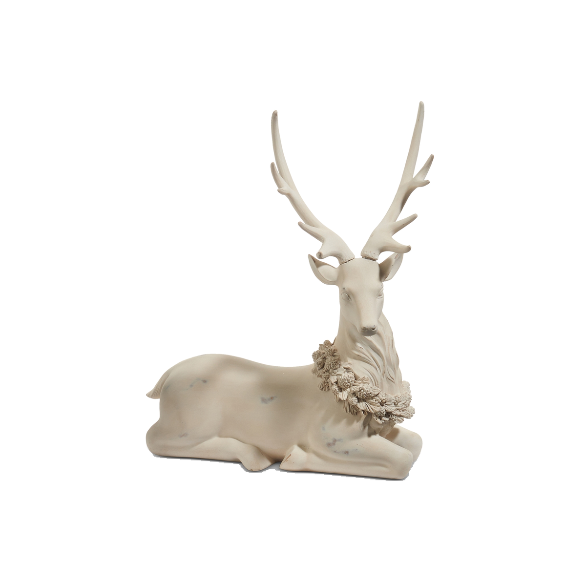 Cerf de Noël crème — Couché — 21 po — vue individuelle sur fond blanc