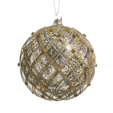 Boule de Noël en verre mercurisé argent et or – 6 po — Default Title — vue individuelle sur fond blanc