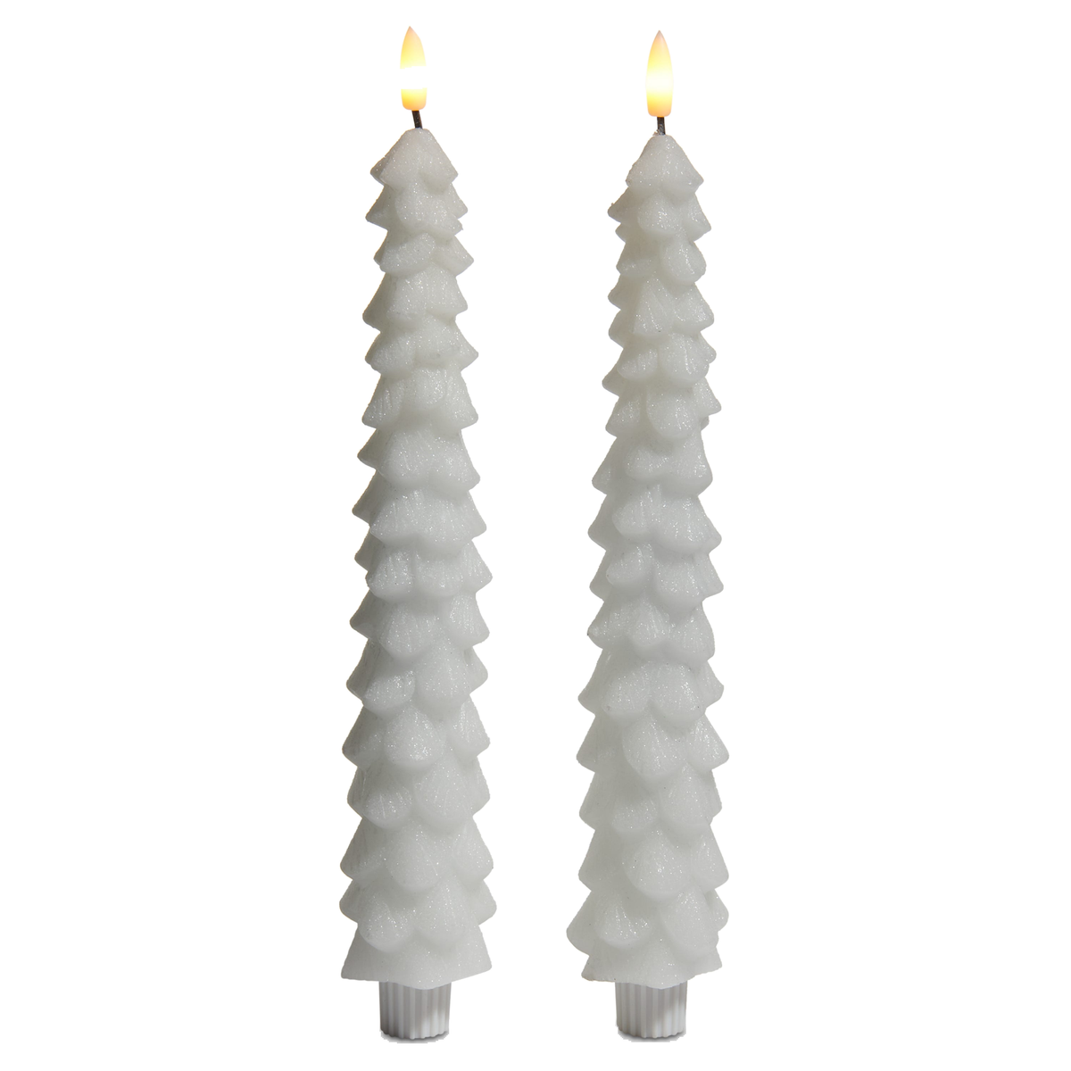 Duo de bougies sapin sans flamme – Blanc
