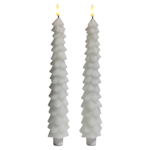 Duo de bougies sapin sans flamme – 10,5 po — Blanc — vue individuelle sur fond blanc