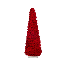 Sapin de Noël décoratif en velours rouge — 17 po — vue individuelle sur fond blanc
