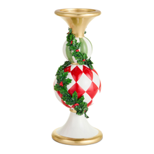 Bougeoir de Noël au motif de houx — 12 po — vue individuelle sur fond blanc