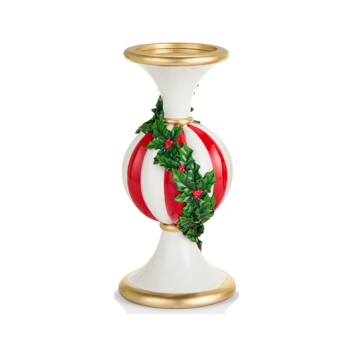 Bougeoir de Noël au motif de houx — 10 po — vue individuelle sur fond blanc