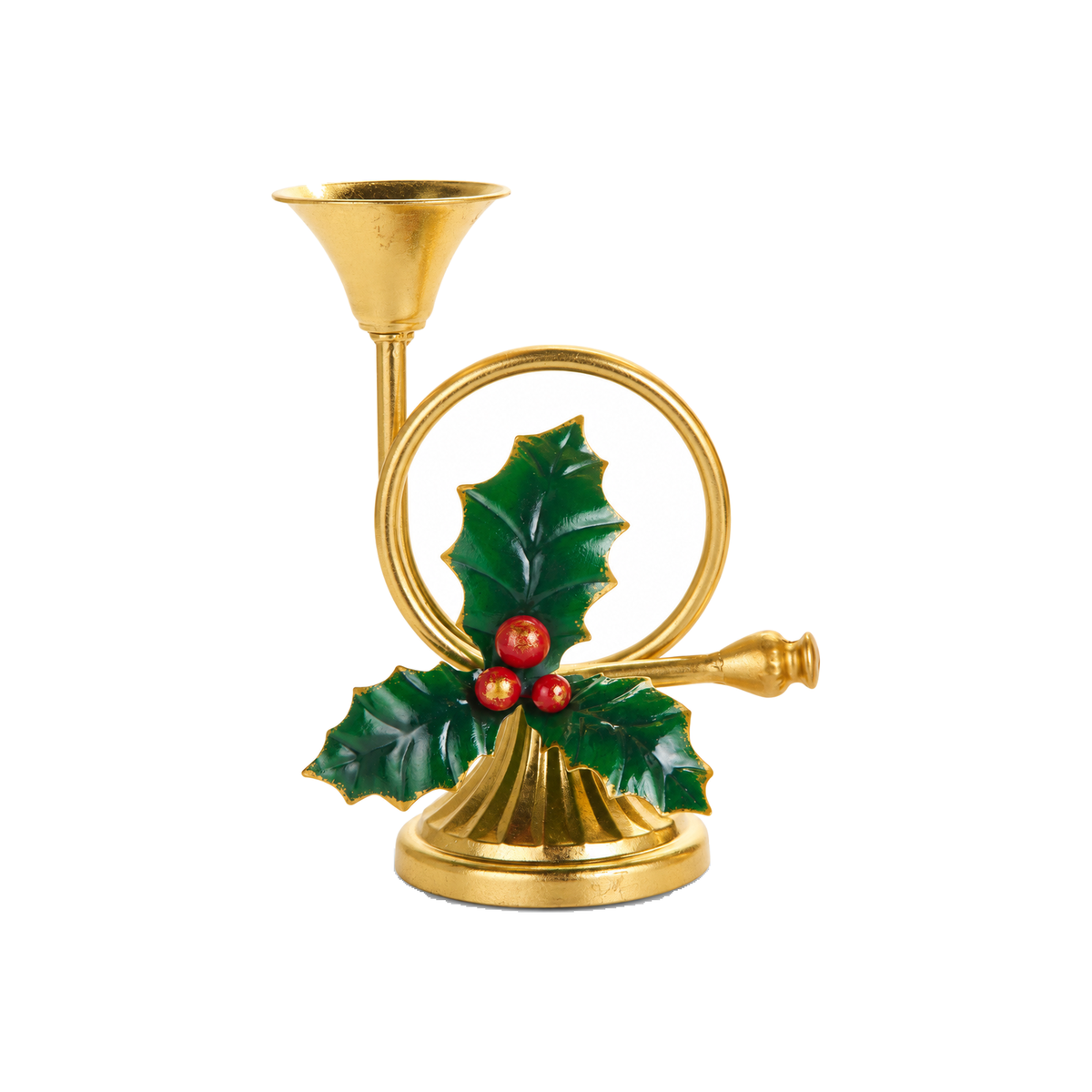 Chandelier cor français doré avec houx — 9 po — vue individuelle sur fond blanc