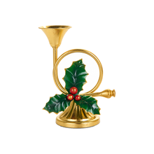 Chandelier cor français doré avec houx — 9 po — vue individuelle sur fond blanc