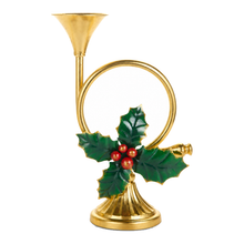 Chandelier cor français doré avec houx — 12 po — vue individuelle sur fond blanc
