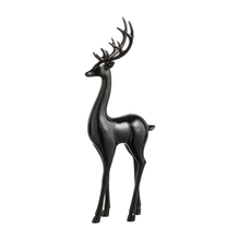 Cerf décoratif de Noël noir – 16,5 po — Tête levée — vue individuelle sur fond blanc