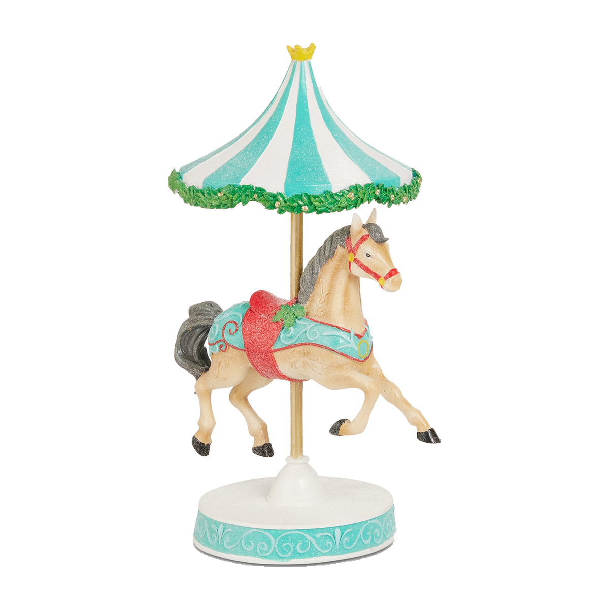 Cheval de carrousel décoratif Prancers Parade – 13 po — Turquoise — vue individuelle sur fond blanc