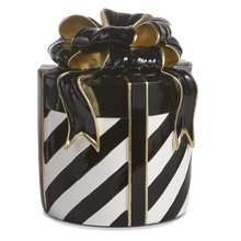 Cadeau décoratif de Noël noir et or — 9,5 po — vue individuelle sur fond blanc