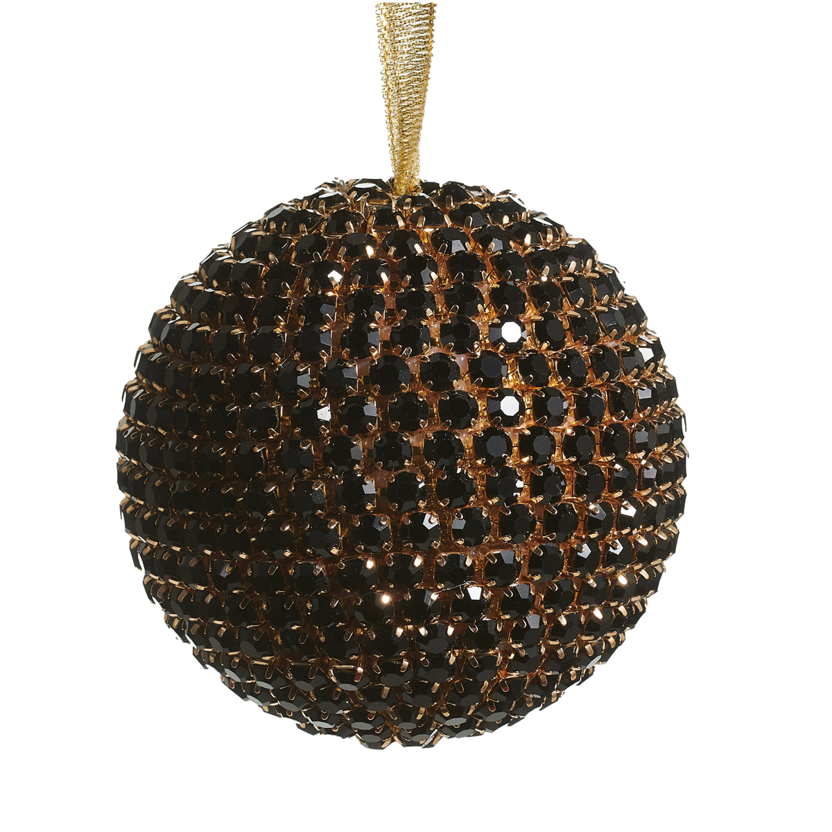 Boule de Noël noire à strass – 3,5 po — Default Title — vue individuelle sur fond blanc