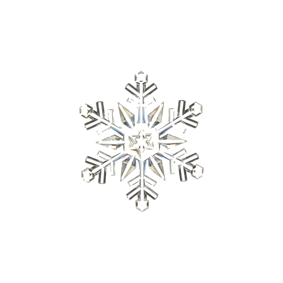 Ornement flocon de neige transparent – Branches géométriques