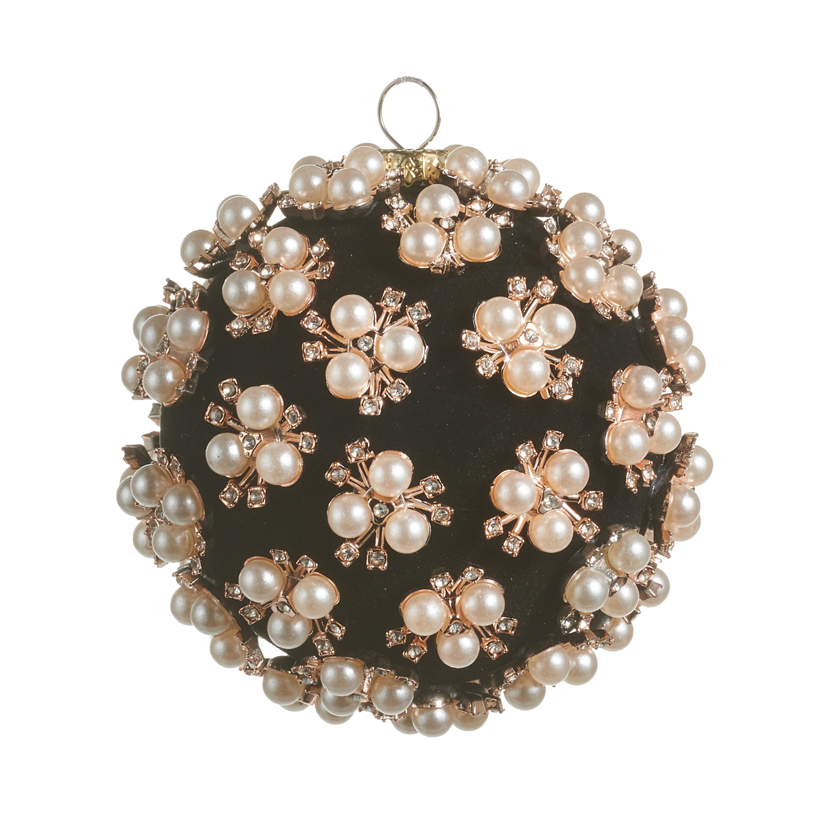 Boule de Noël ornée de perles – Noir · Motifs perlés — 4 po
