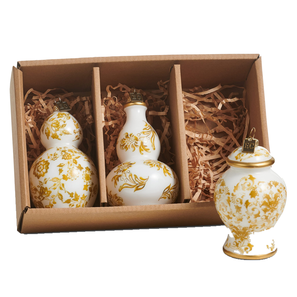 Coffret de 3 ornements pots dorés Eric Cortina – 4,5 po — Default Title — vue individuelle sur fond blanc