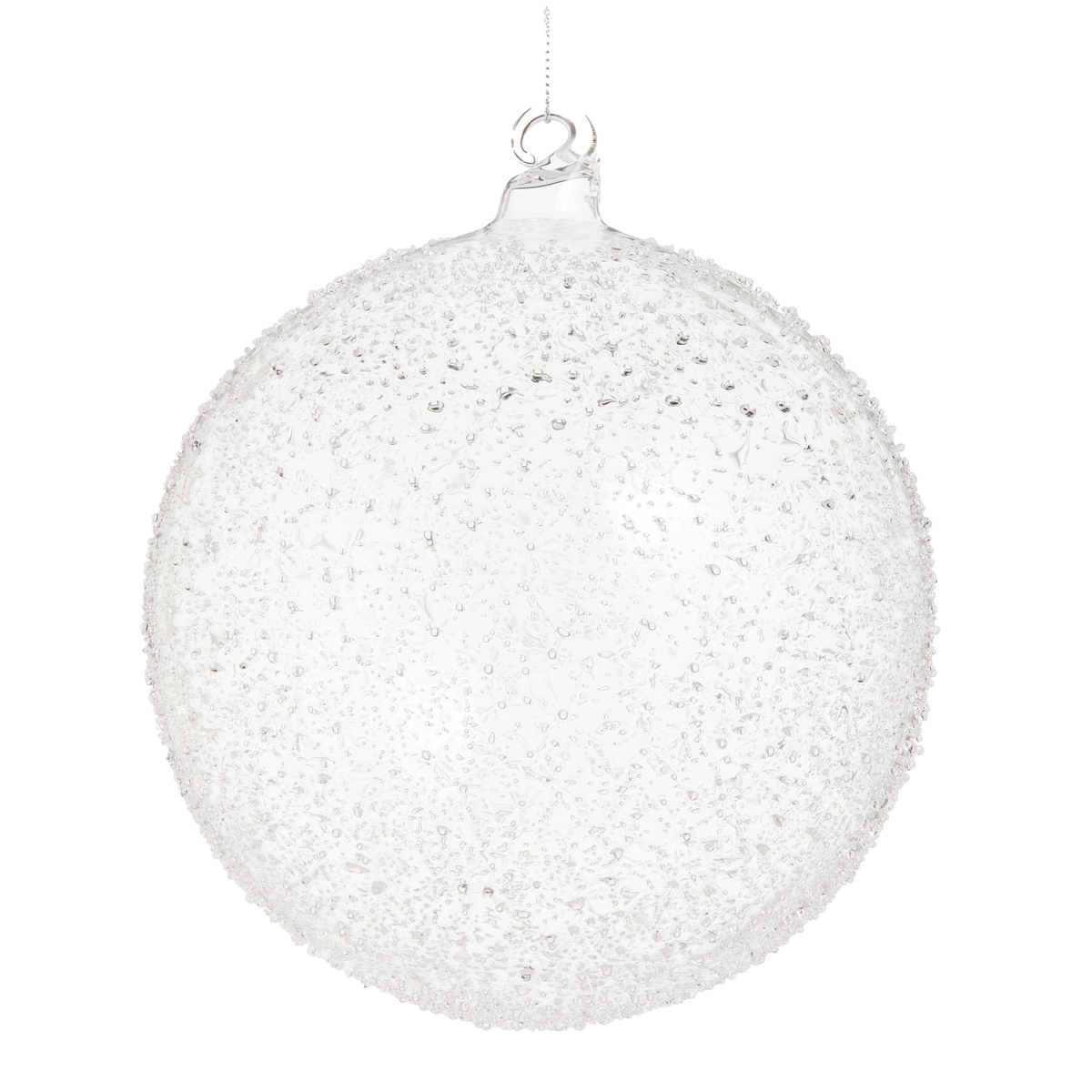 Boule de Noël transparente en verre texturé – 6 po — Default Title — vue individuelle sur fond blanc
