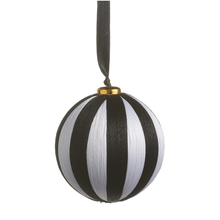 Boule de Noël rayée noire et blanche — 5 po — vue individuelle sur fond blanc
