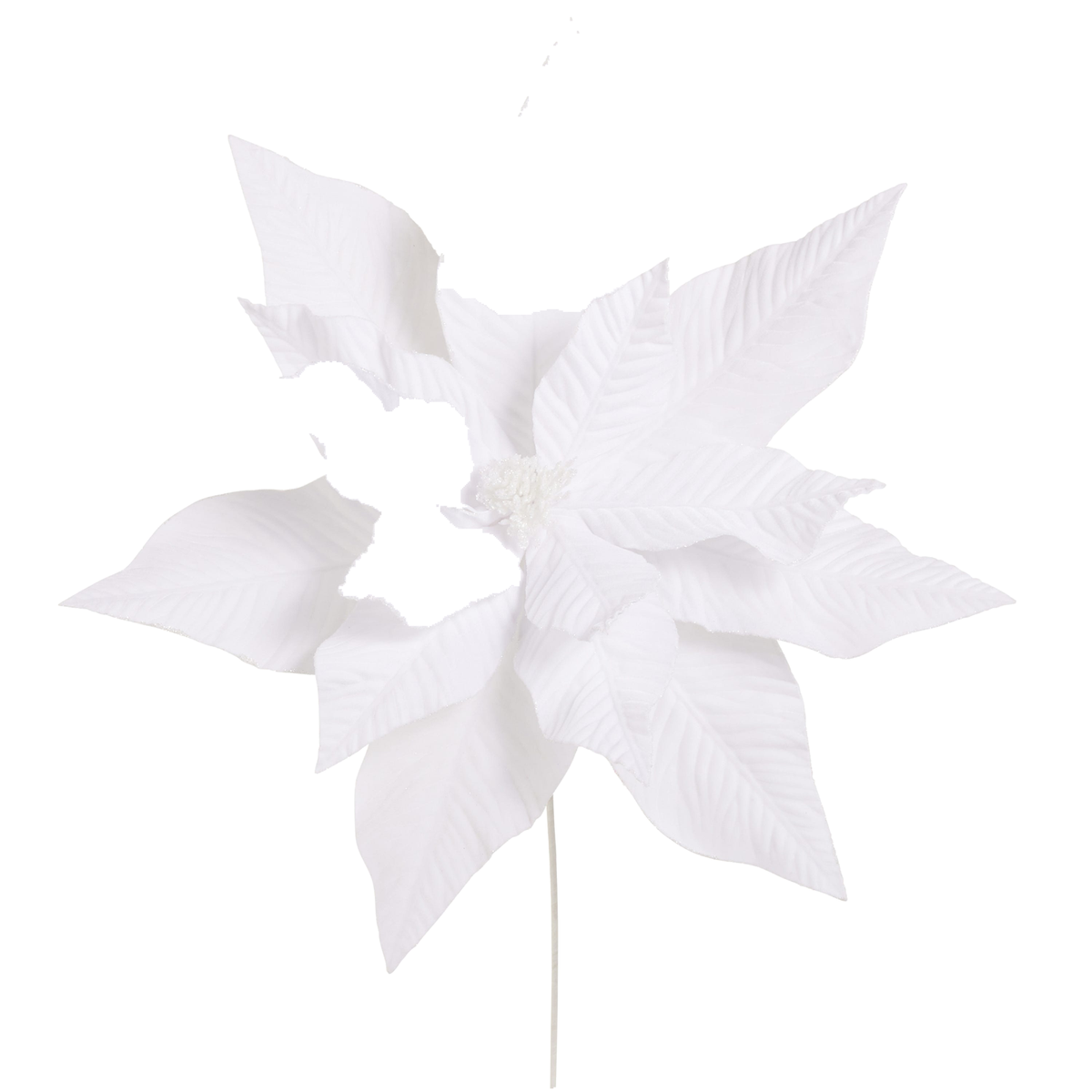Poinsettia artificiel blanc en velours – 28 po — Default Title — vue individuelle sur fond blanc