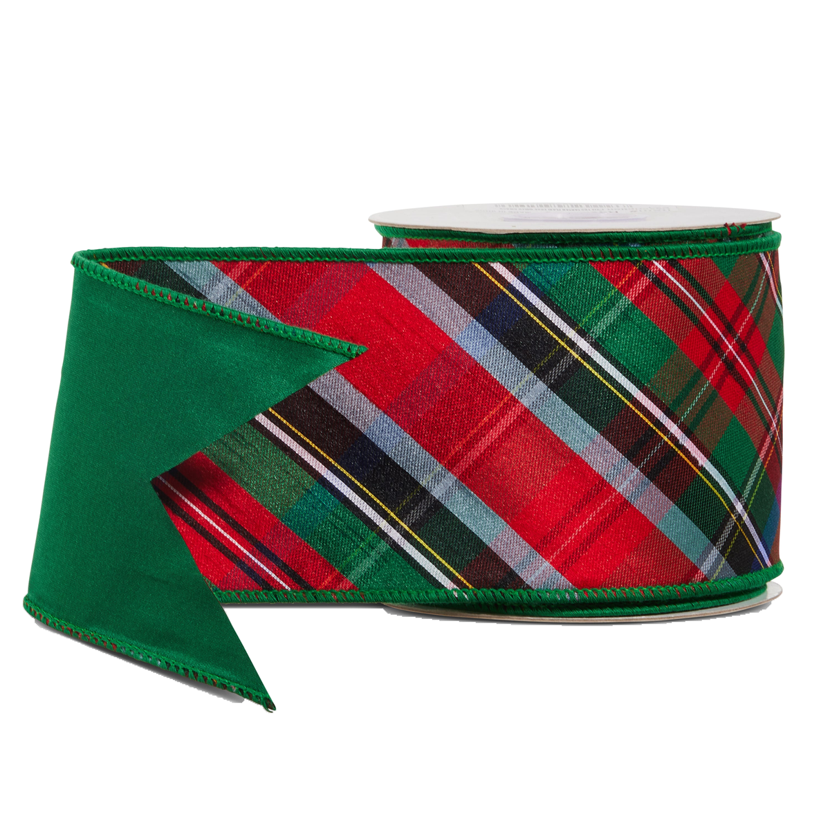 Ruban de Noël armaturé à carreaux tartan – 4 po × 10 verges — Default Title — vue individuelle sur fond blanc