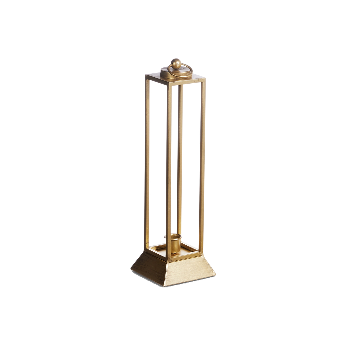 Lanterne dorée pour bougie sans flamme — 15 po — vue individuelle sur fond blanc
