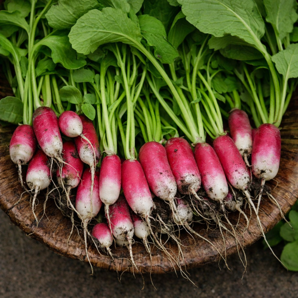 Organic 'French Breakfast' radishes