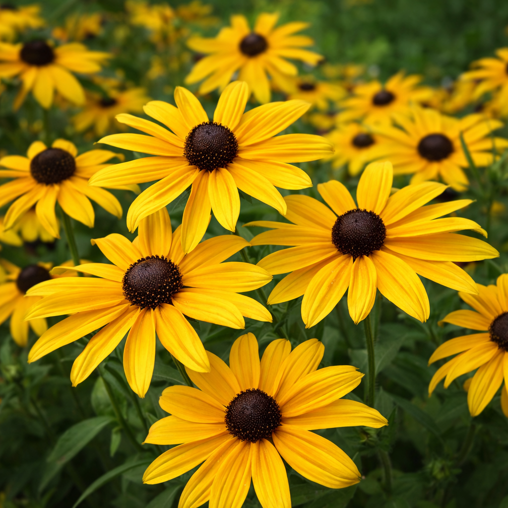 Rudbeckie hérissée en fleurs, vivace aux pétales jaunes et au cœur foncé.