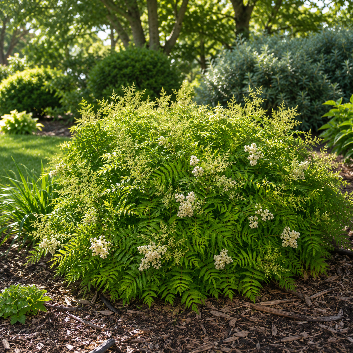 Sorbaria sorbifolia 'Matcha Ball'