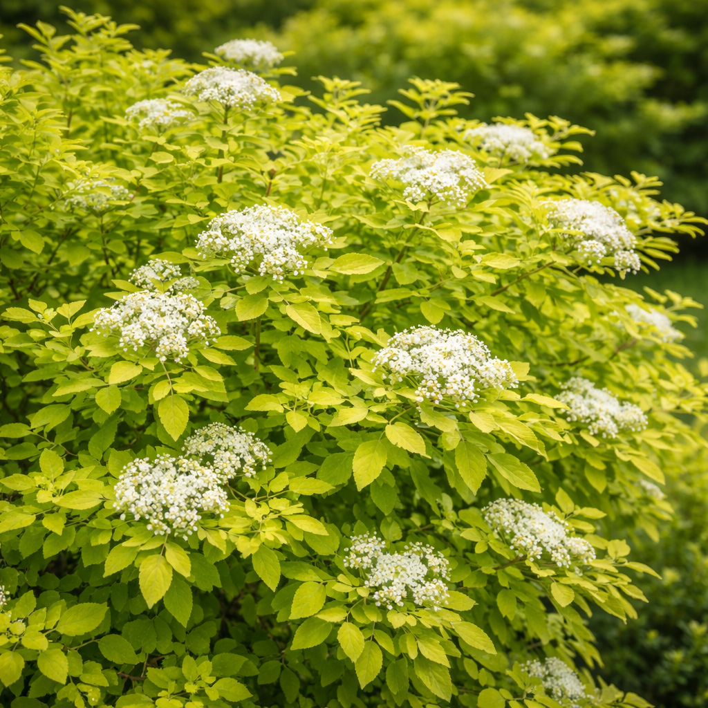 Spiraea japonica 'White Gold'