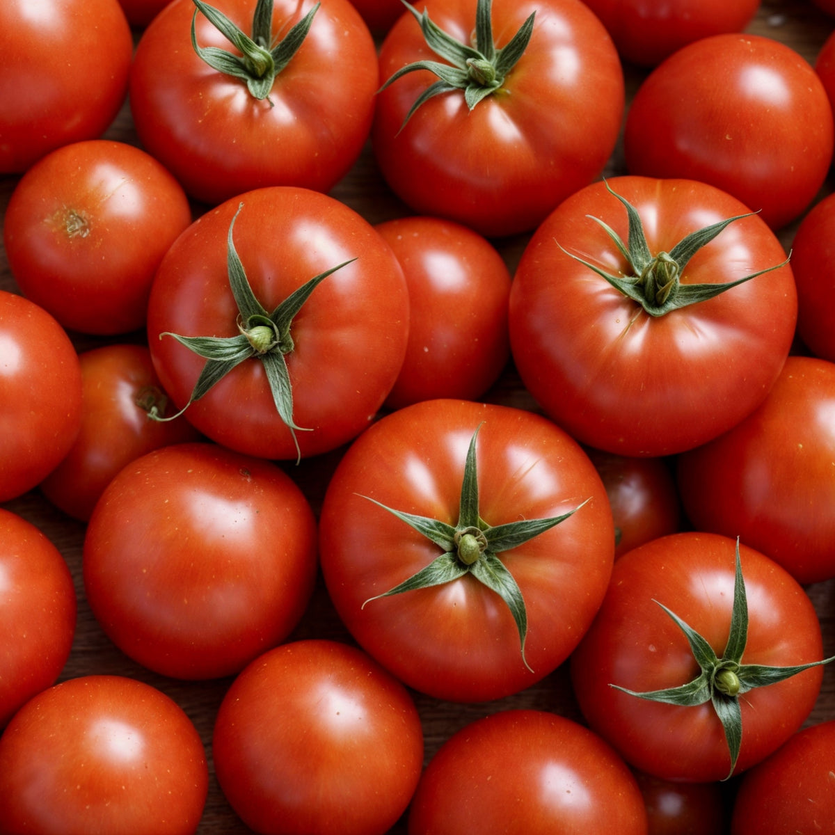 Photo de Tomate Mountain Merit F1. La couleur caractéristique est : rouge. Le visuel permet d'observer les contours, les teintes et la disposition des éléments présentés. Les détails de forme et les contrastes donnent un aperçu de l'apparence de cette plante ou de sa récolte. Cette photographie accompagne la variété nommée afin de l'identifier dans la sélection de semences.
